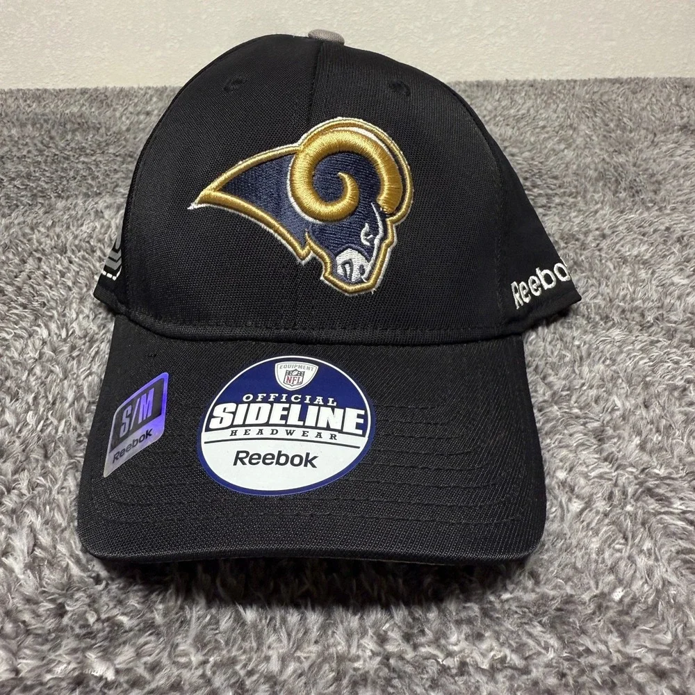 Reebok NFL Los Angeles Rams Baseball Cap Official Sideline Onfield Fitted S/M
